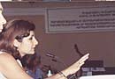 Azerbaijani representative Leila Alieva making a point