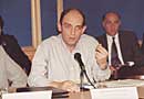 Armenian Helsinki Committee chairman Avetik Ishkhanyan making a point